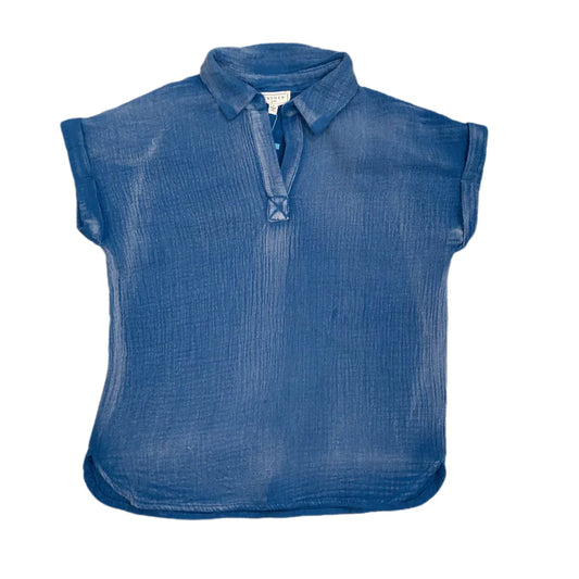 Girls Blue Muslin Camp Shirt
