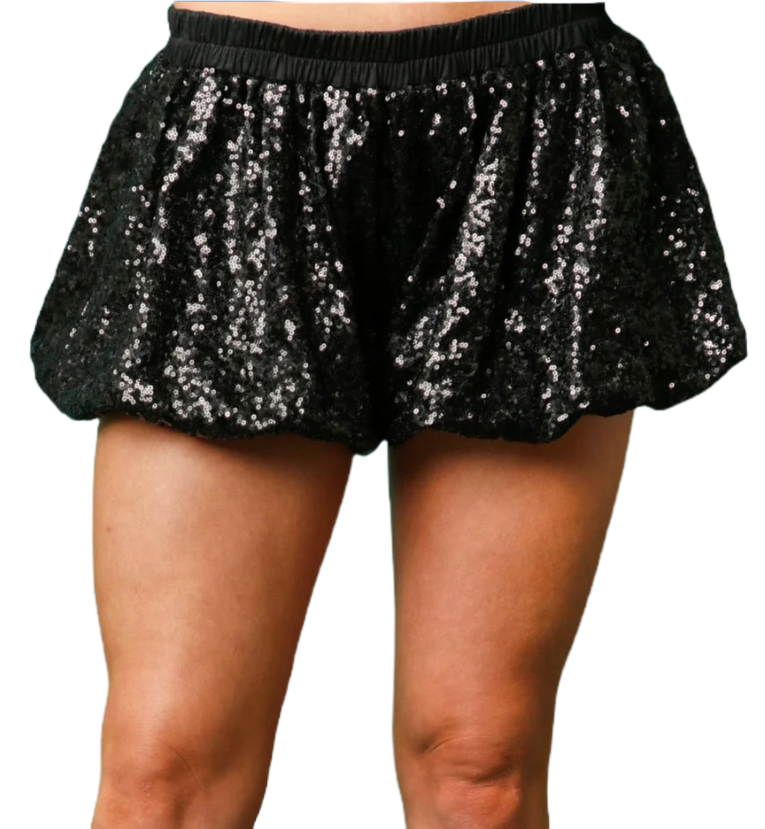 Sequin Bubble Shorts - Black