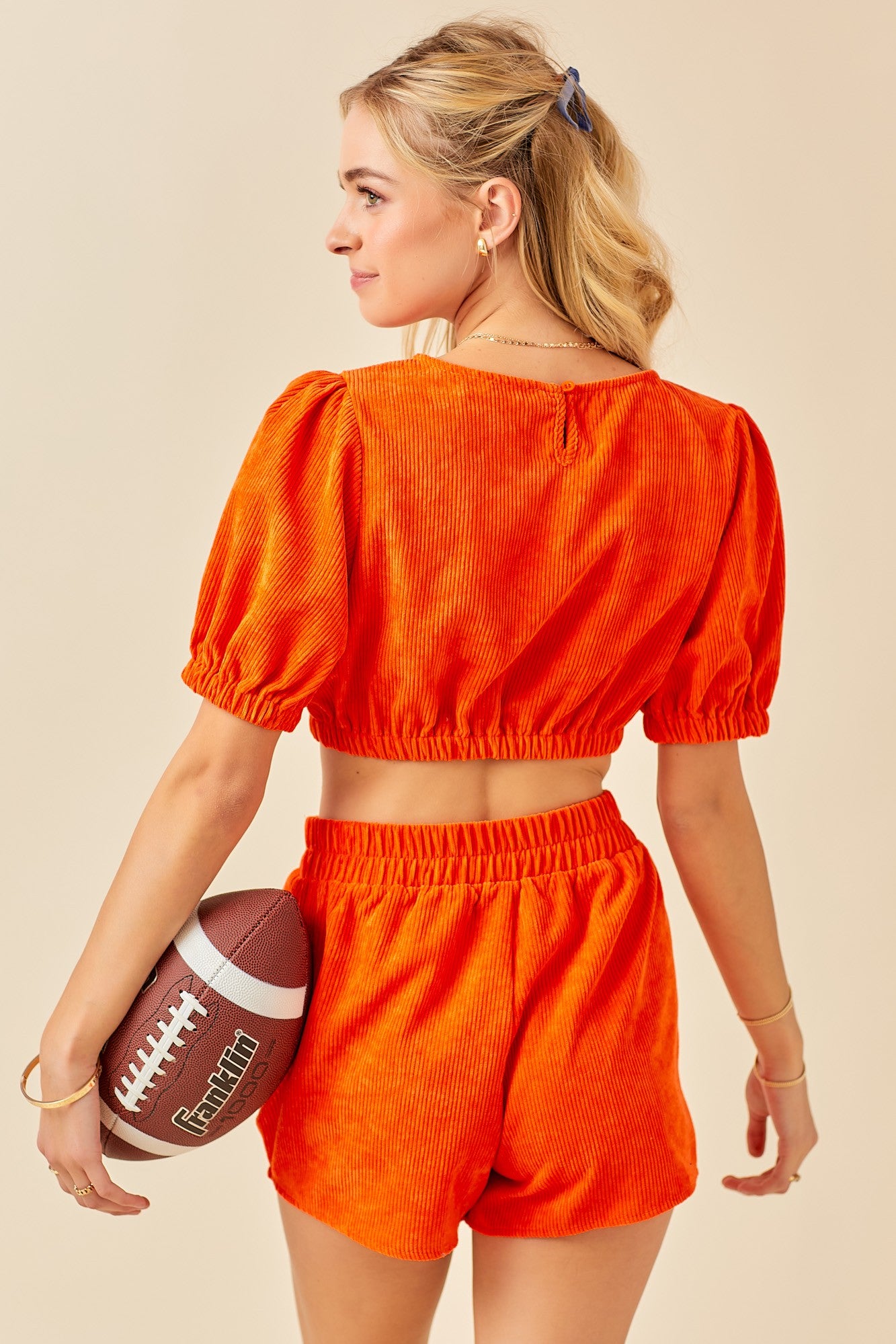 Corduroy Matching Top and Short Set - Orange