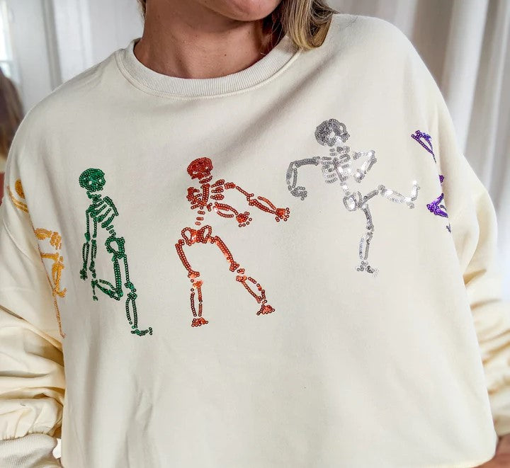 Peach Love Sequin Dancing Skeletons
