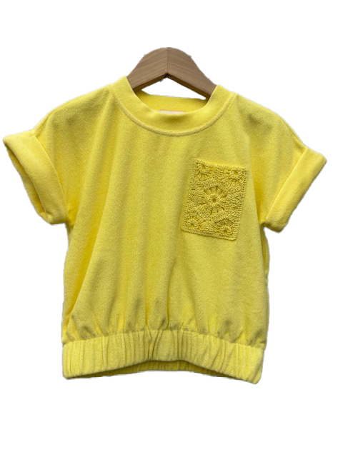 Girls Terry Cap Sleeve Yellow Sun Top