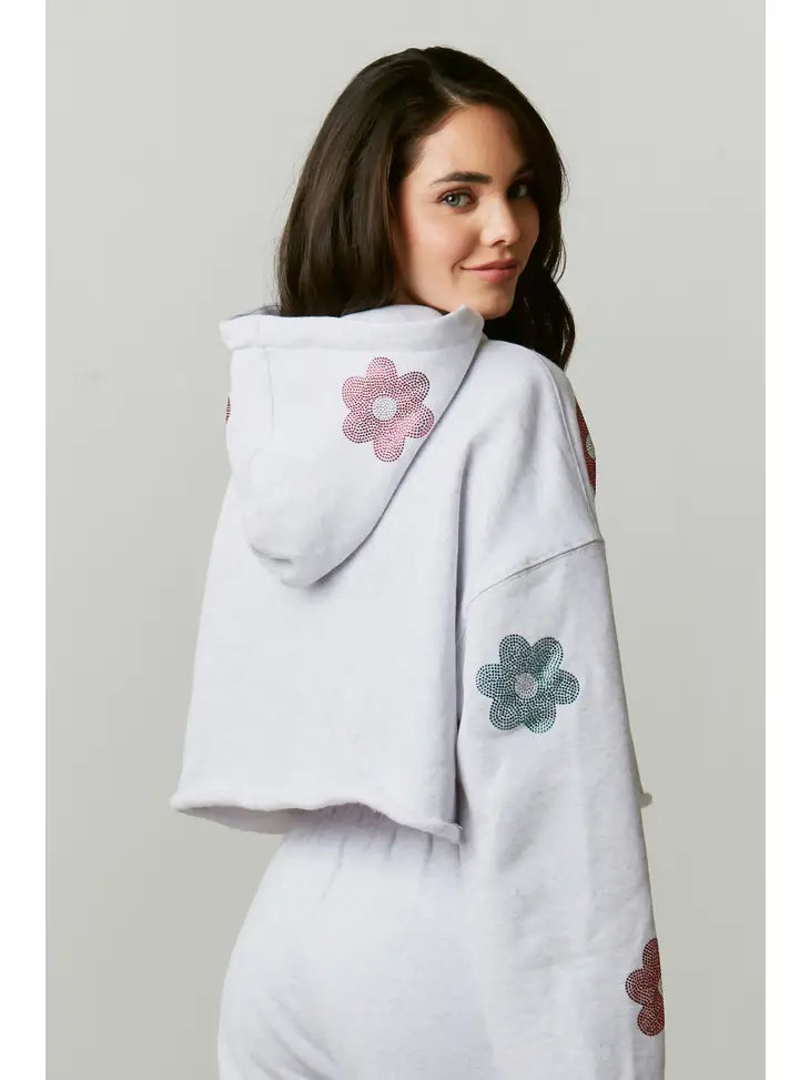 Floral Rhinestone Embellished Sweatshirt