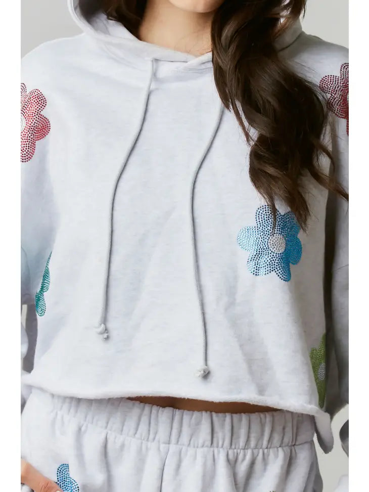 Floral Rhinestone Embellished Sweatshirt