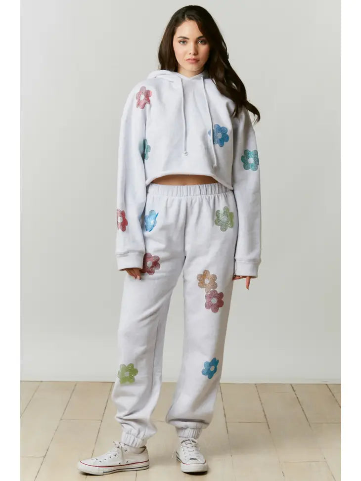 Floral Rhinestone Embellished Sweatshirt