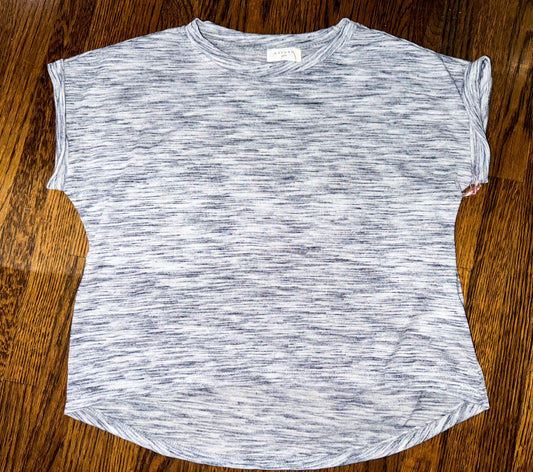 Girls Navy Heathered Short Sleeve