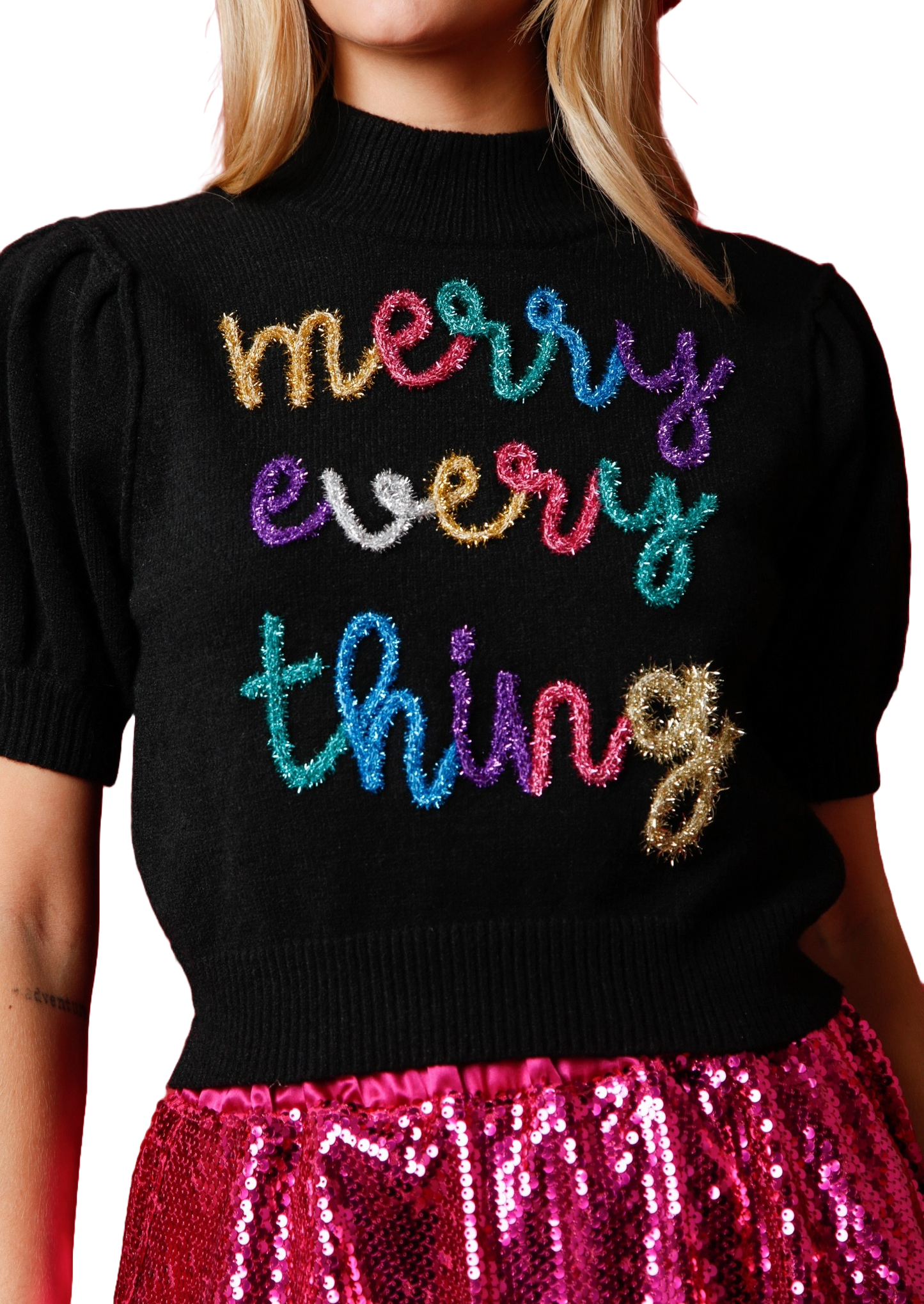 'Merry Everything' Embroidery Sweater