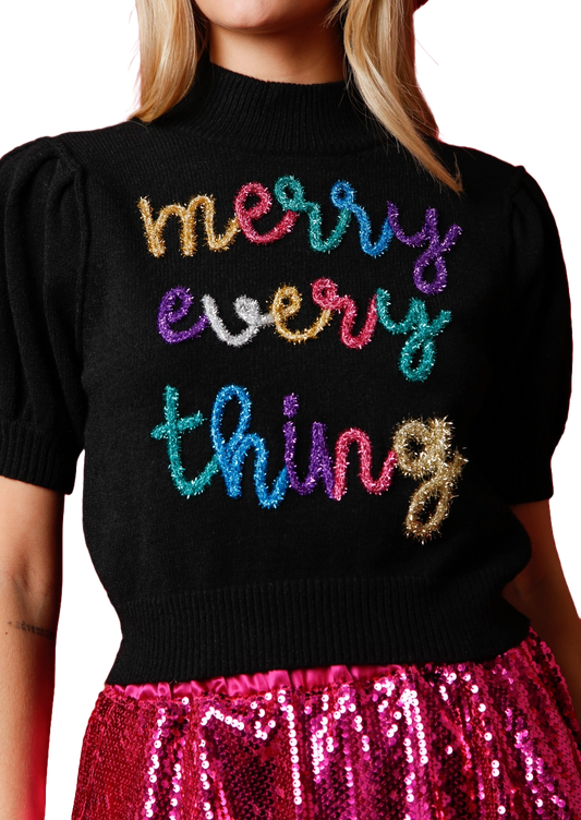 'Merry Everything' Embroidery Sweater
