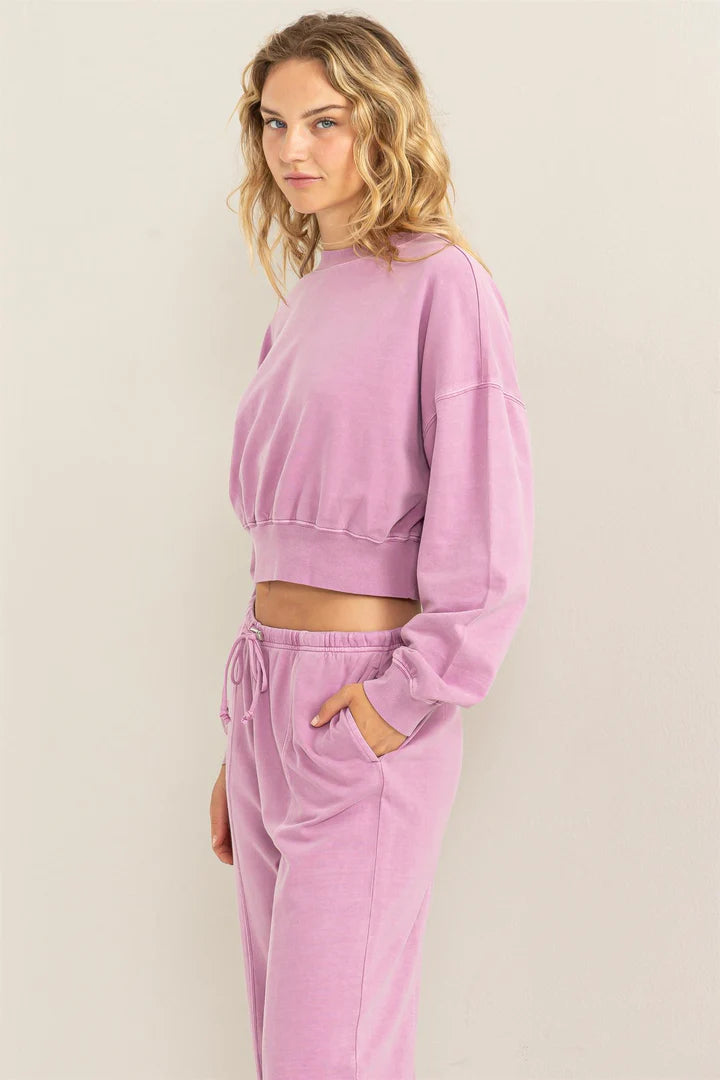 Thoughts of you Mock Neck Cropped Sweatshirt