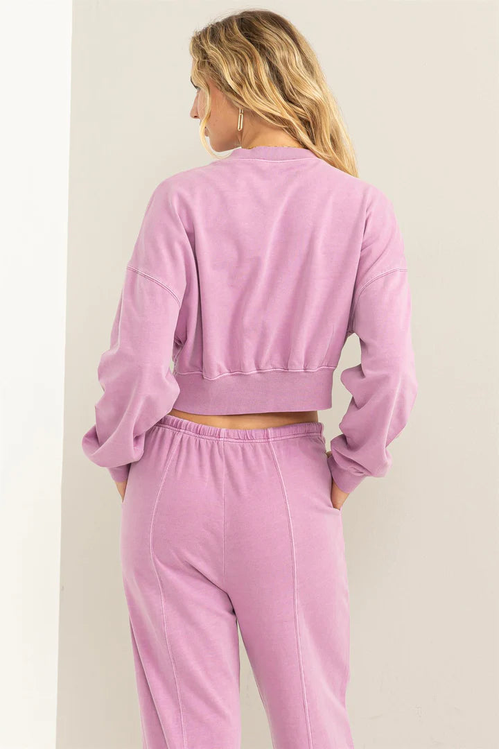 Thoughts of you Mock Neck Cropped Sweatshirt