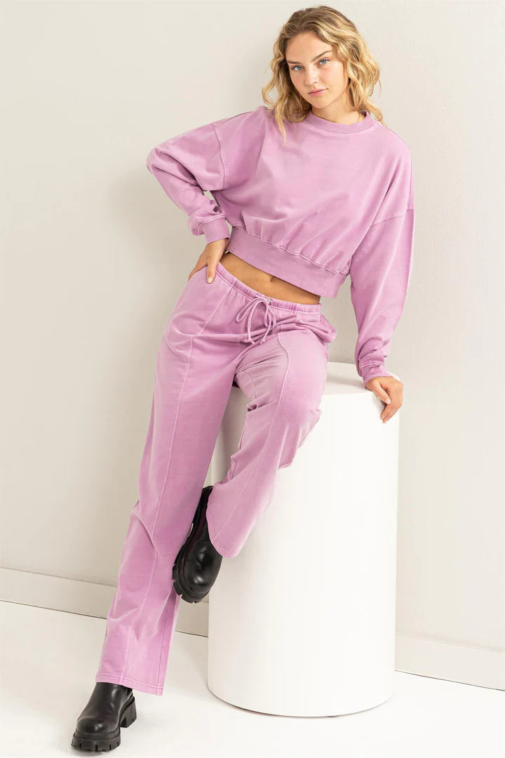 Thoughts of you Mock Neck Cropped Sweatshirt