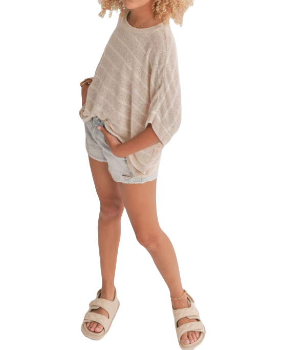 Girls Horizon Striped Oversize Top