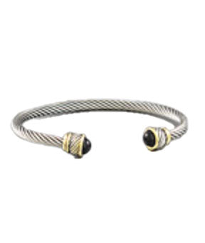 DY Inspired Two Tone Cable Bracelet with Black Stone