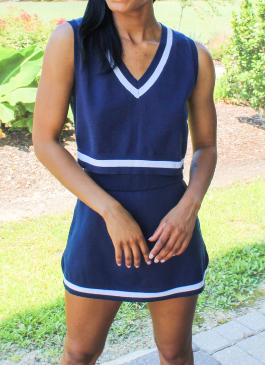 Knit Tank and Skirt Set - Navy
