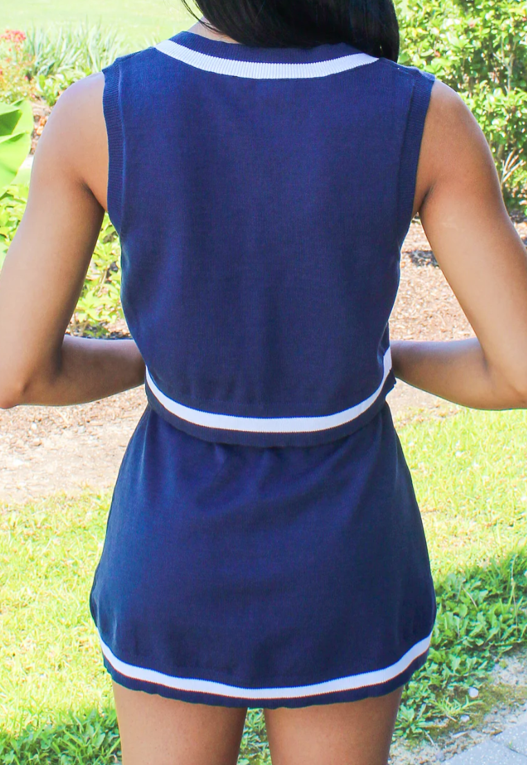 Knit Tank and Skirt Set - Navy