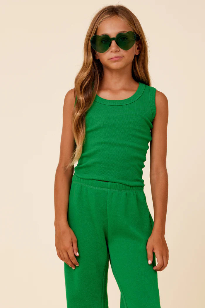 Girls Kelley Green Ribbed Tank