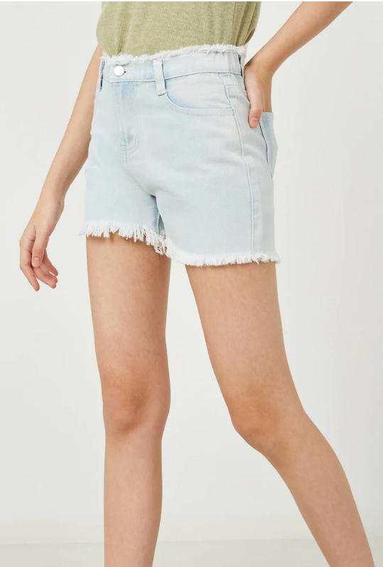 Girls Distressed Frayed Denim Shorts