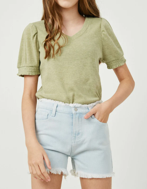 Girls Distressed Frayed Denim Shorts
