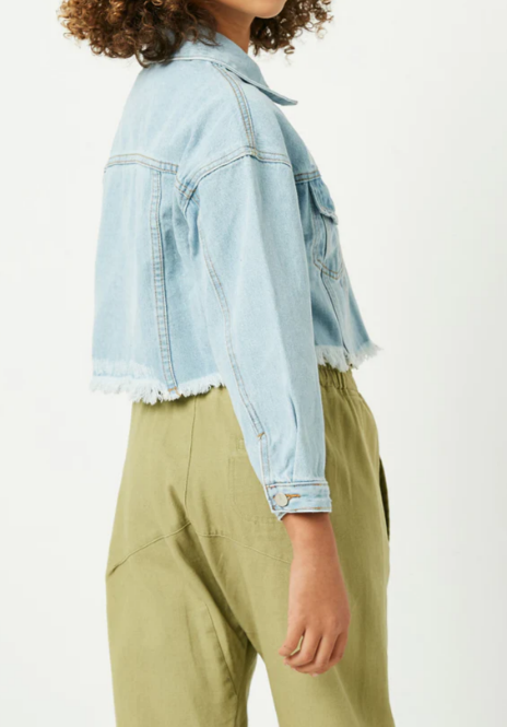 Girls Cut-Off Cropped Denim Jacket