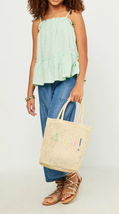 Girls Textured Dot Ruffled Tank