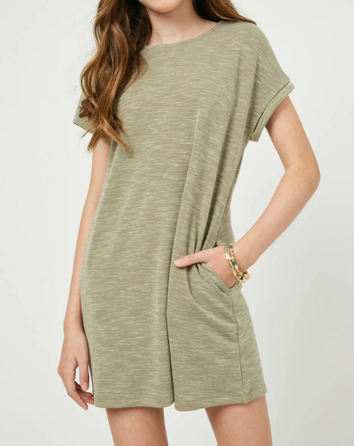 Girls Roll Sleeve Mini Dress