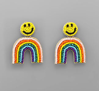 Smiley Face - Rainbow Earrings