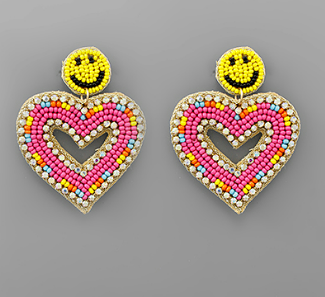Smiley Heart Earrings in Multiple colors