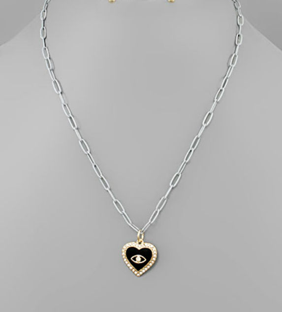 Paperclip Necklace with Heart in Multiple Colors
