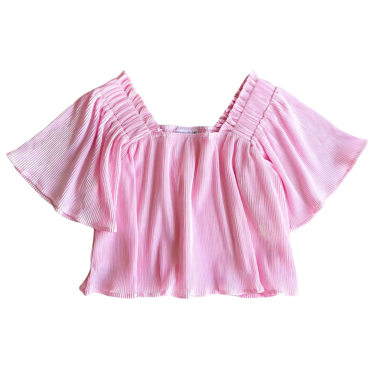 Girls Pleat Flutter Top in Multiple Colors