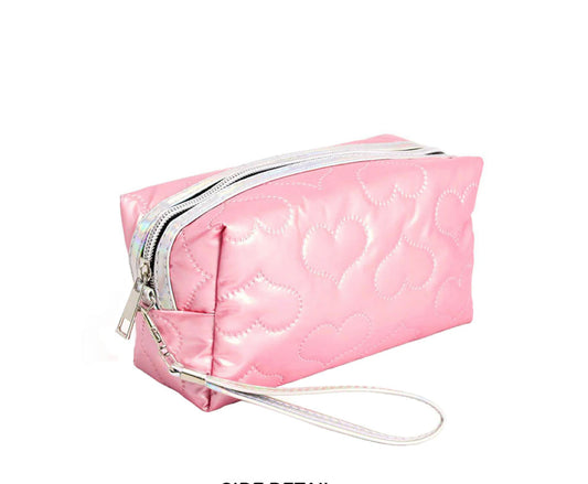 Heart Puffer Pouch Pink