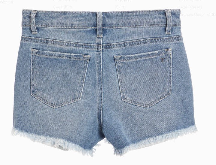 Girls High Waisted Weekender Distressed Fray Hem Short