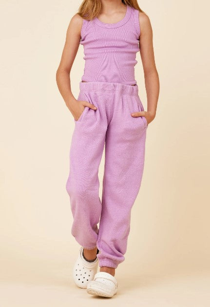 Girls Violet Ribbed Tank