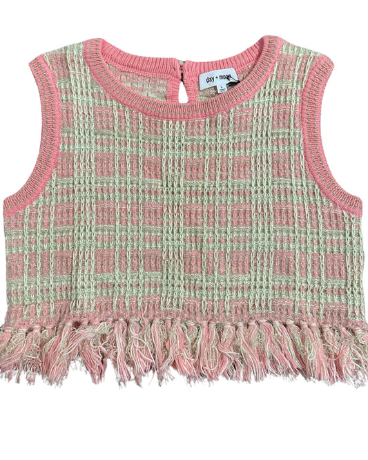 Lurex Plaid Sleeveless Sweater