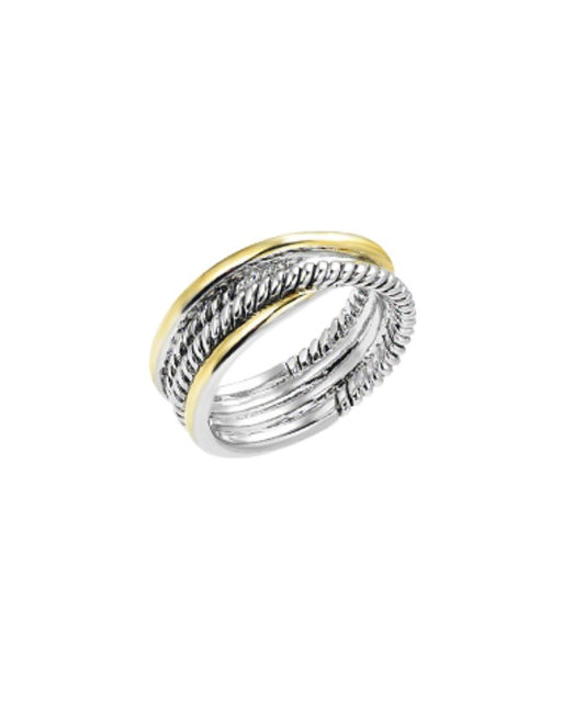 DY Inspired Gold and Silver Tone Crossover Ring