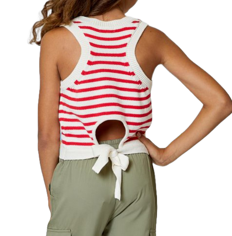 Girls Red and White Stiped Tank