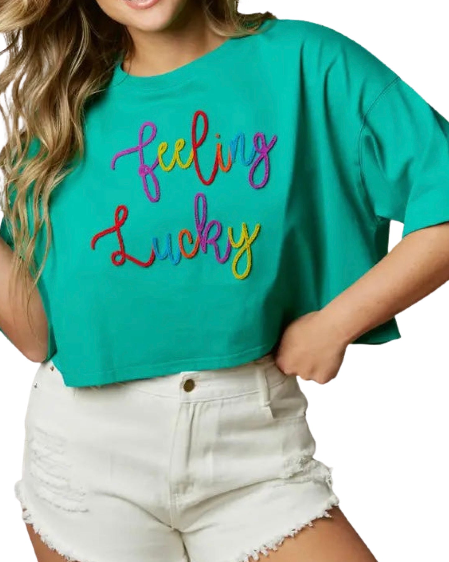 Feeling Lucky Patch Crop Tee