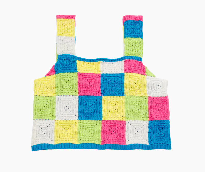 Girl's Crocket Knit Check Top