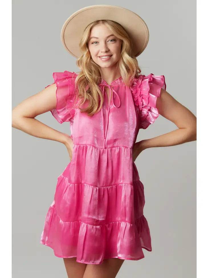 Organza Tiered Babydoll Mini Dress