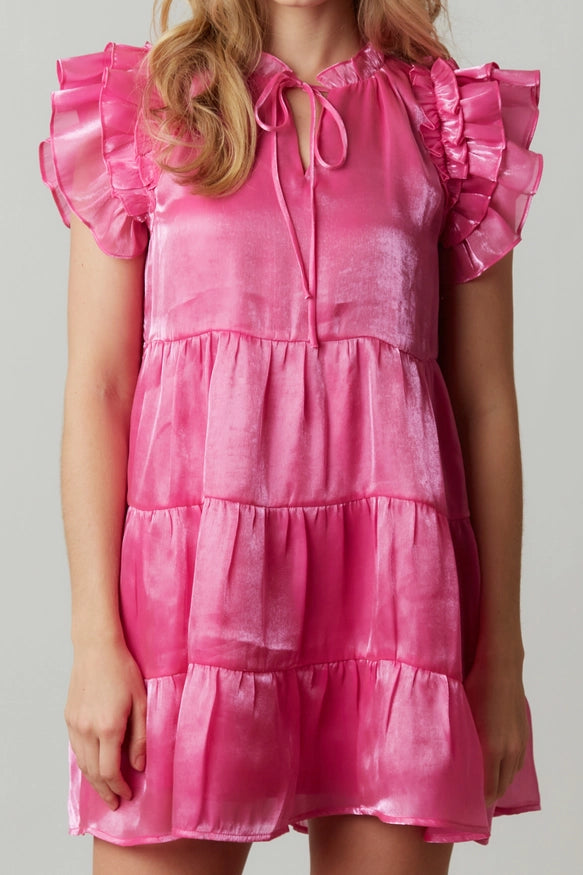 Organza Tiered Babydoll Mini Dress