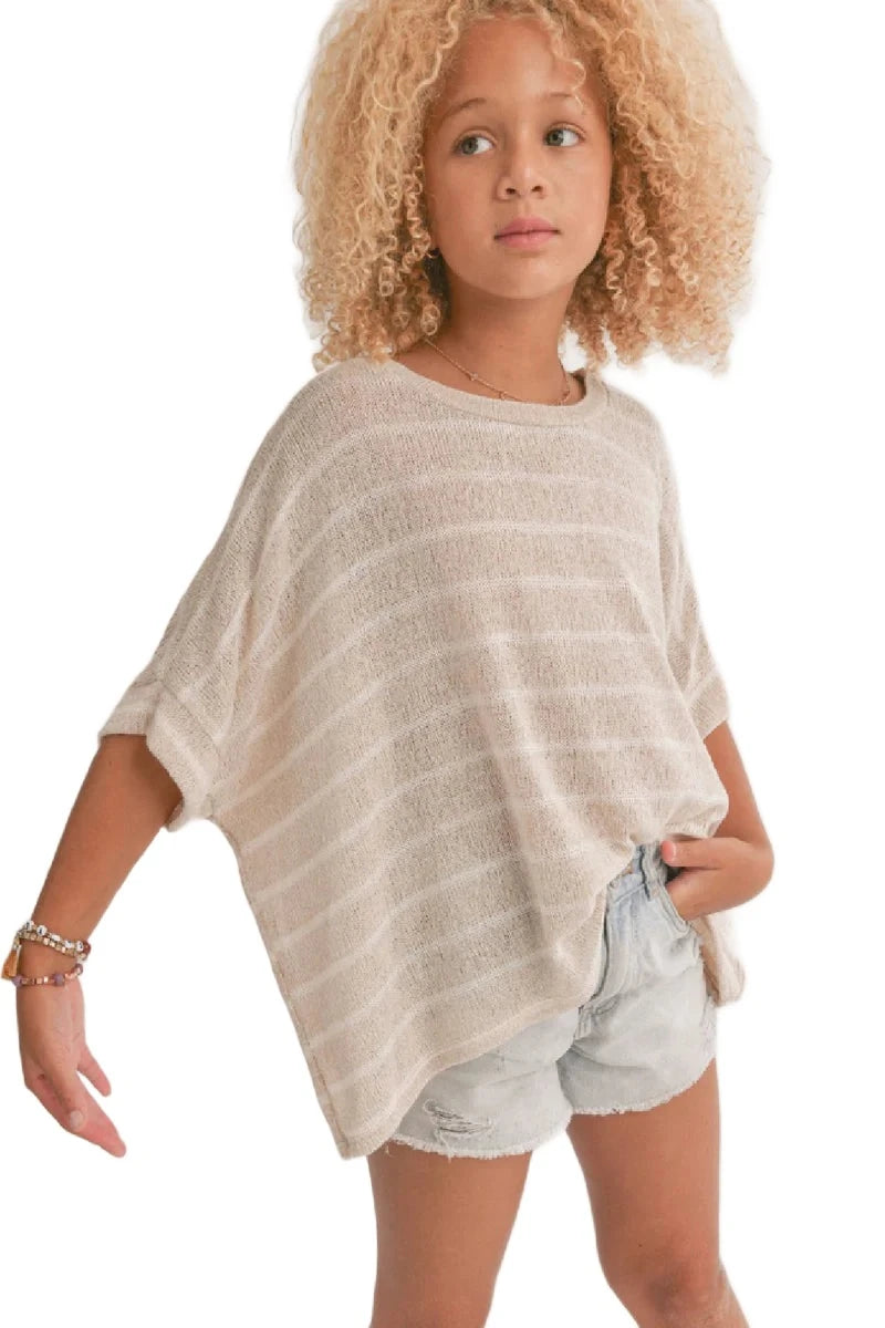 Girls Horizon Striped Oversize Top