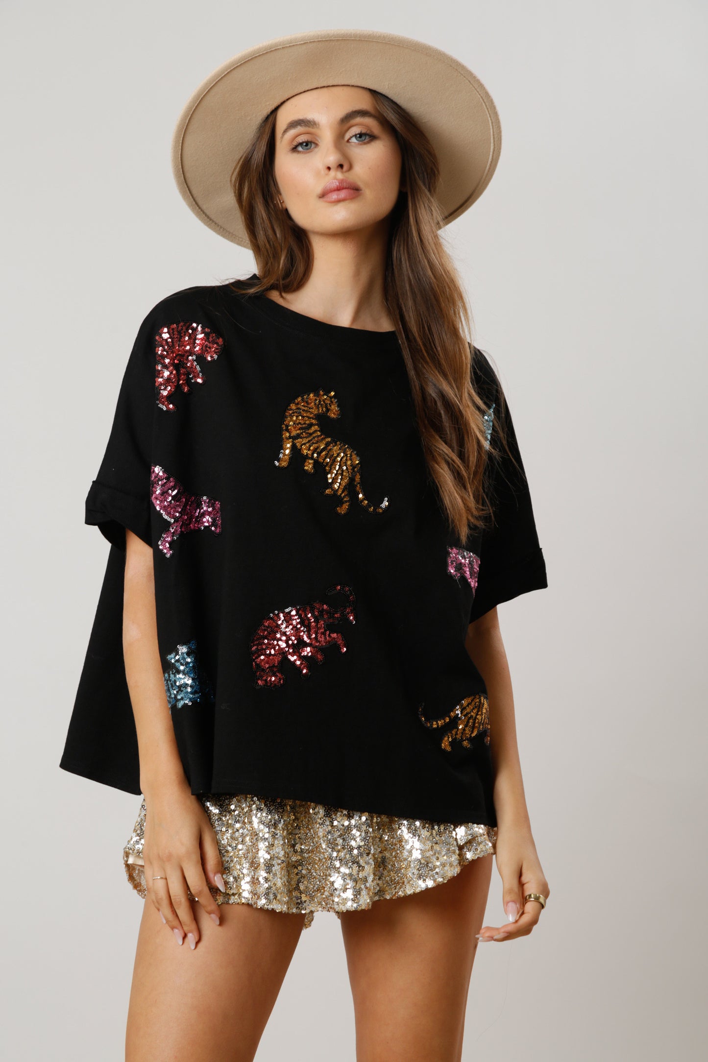 Sequin Tiger Patch Top