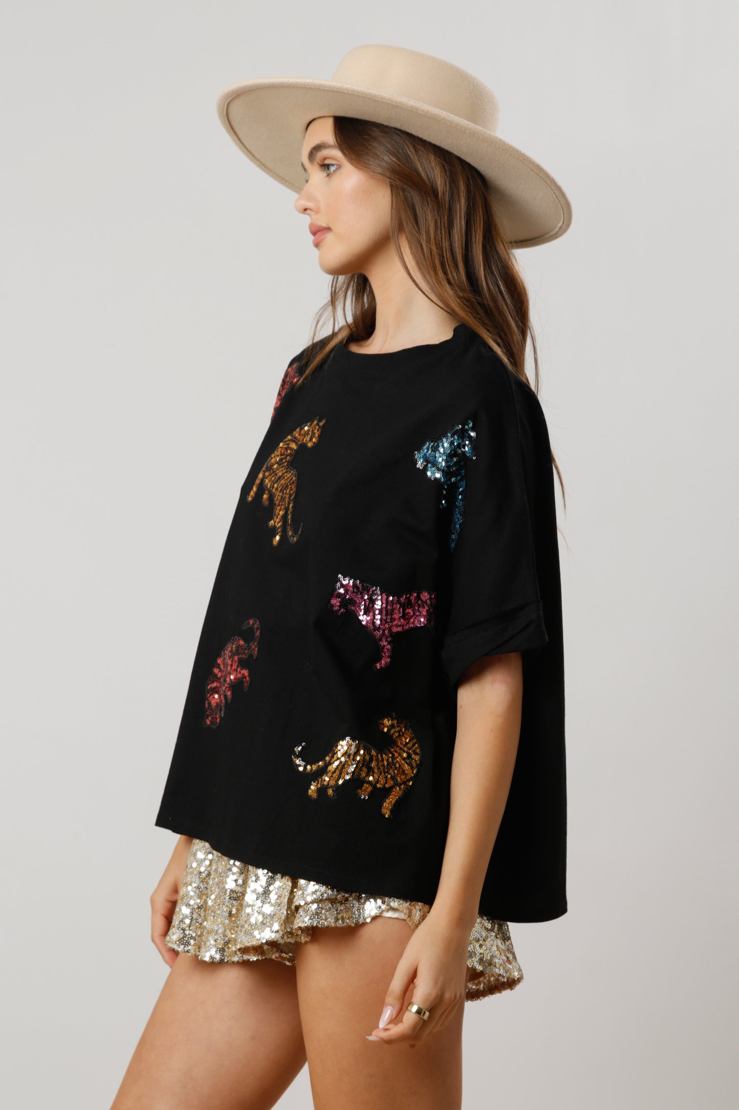 Sequin Tiger Patch Top