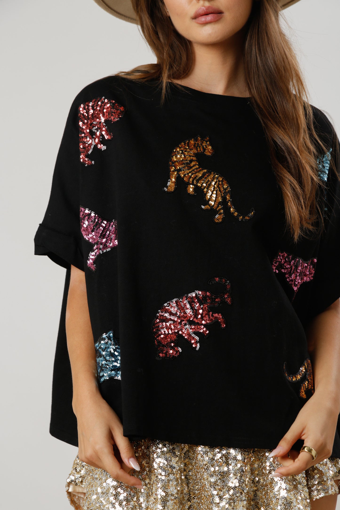 Sequin Tiger Patch Top