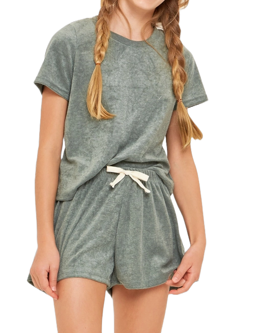 Girls Towel Terry Top and Shorts Set
