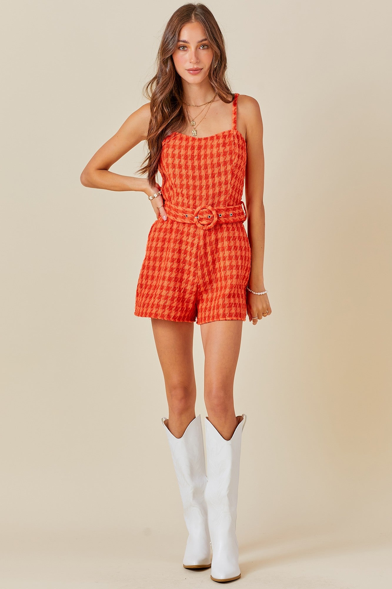 Two-Toned Tweed Romper