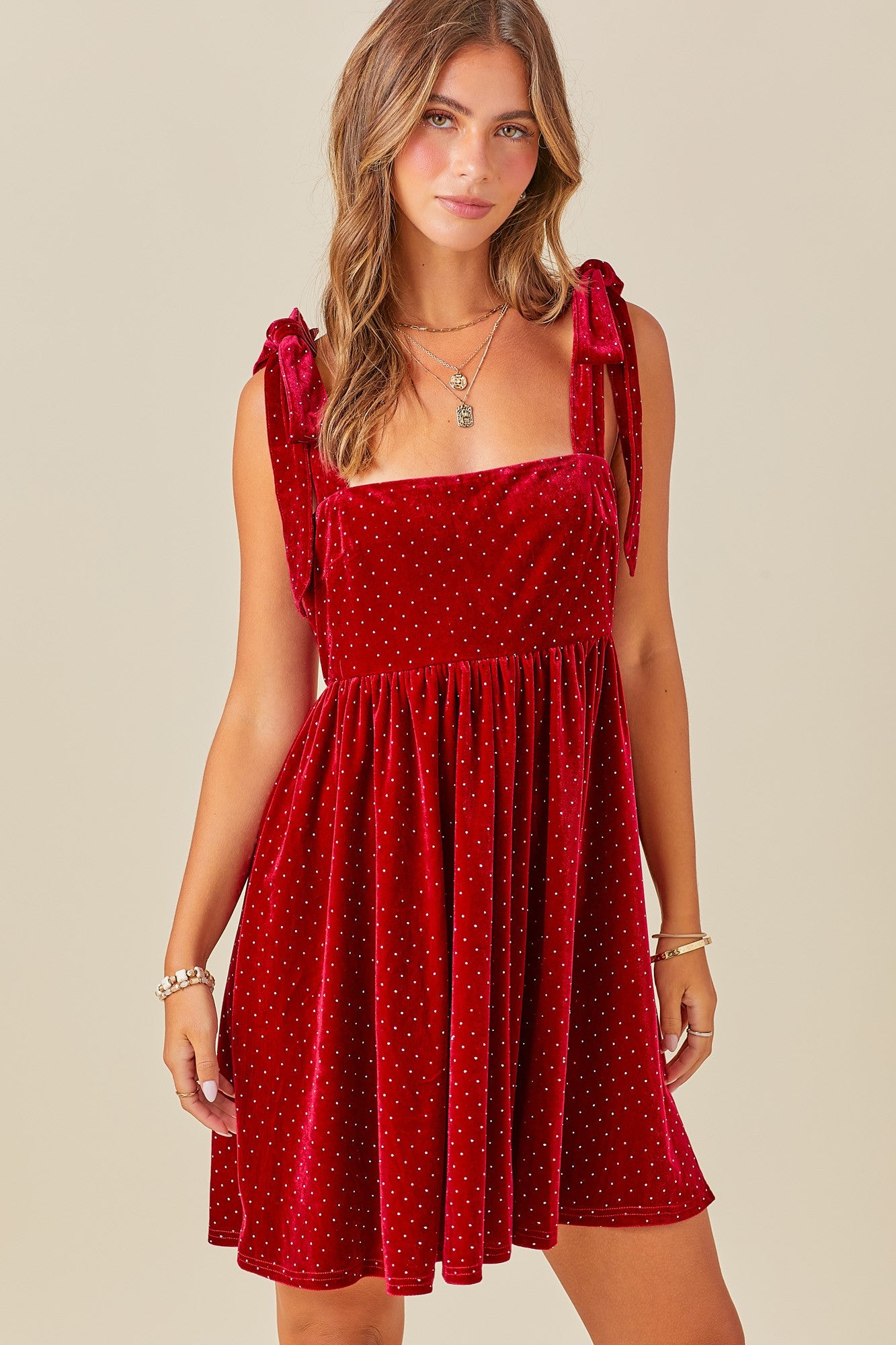 Shoulder tie mini outlet dress