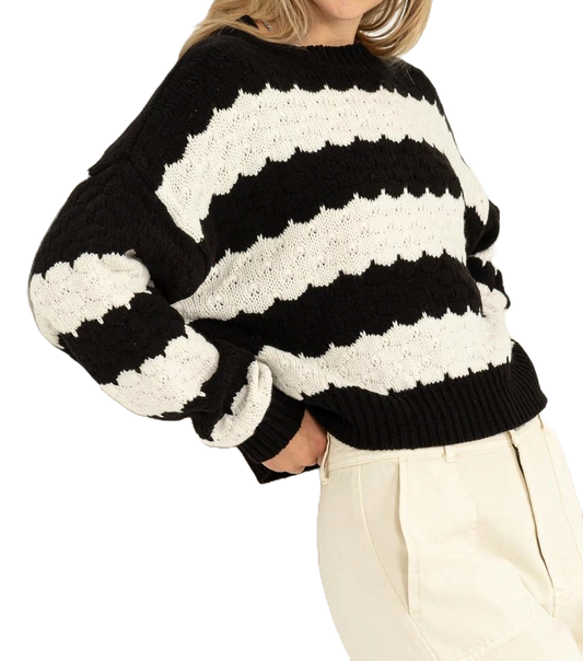 Wonderous Love Scalloped Stripe Sweater