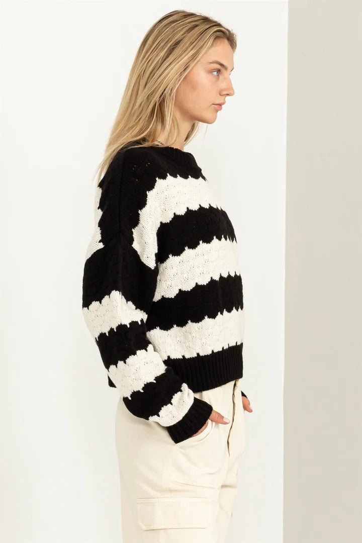 Wonderous Love Scalloped Stripe Sweater