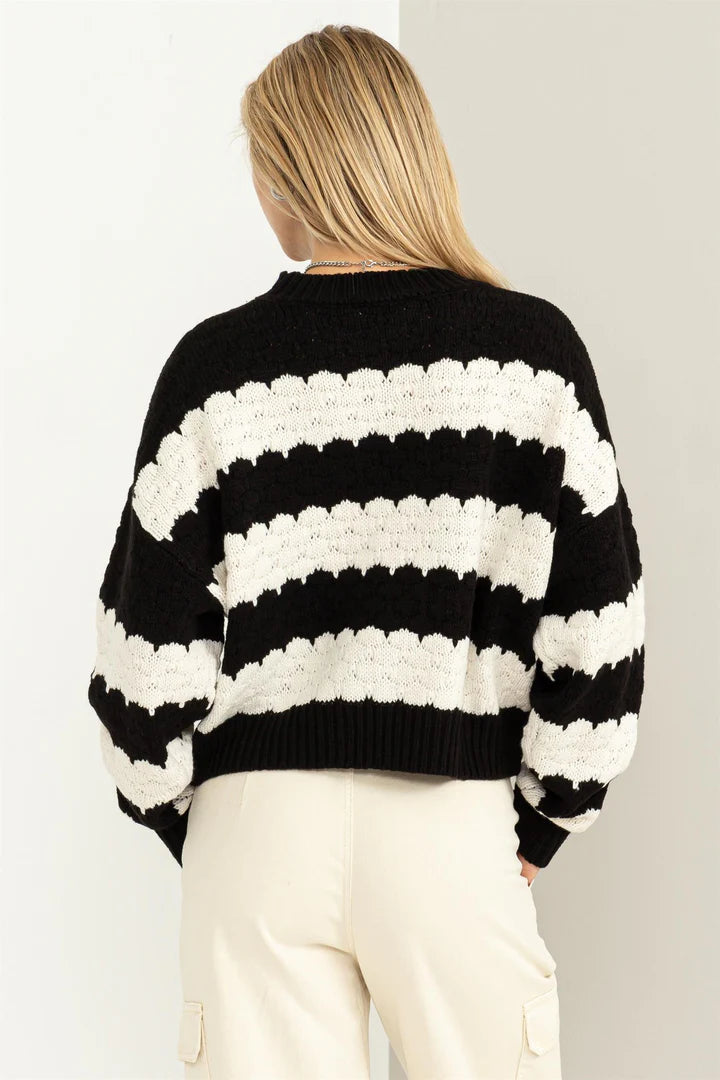 Wonderous Love Scalloped Stripe Sweater