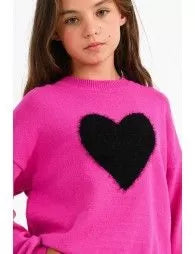 Girls Heart Print Sweater