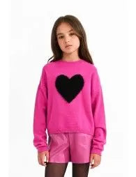 Girls Heart Print Sweater